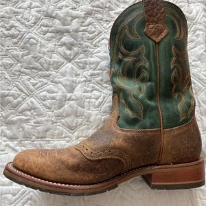 Double H King Ranch Brown/Green Cowboy Boots Size 13EE